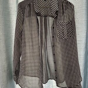Guess Monochrome Geometric Blouse Size large- see through- new or like new